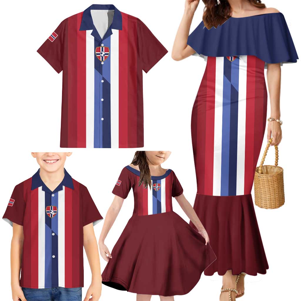 Custom Norway Football 2026 Family Matching Mermaid Dress and Hawaiian Shirt Road To Champions - Wonder Print Shop