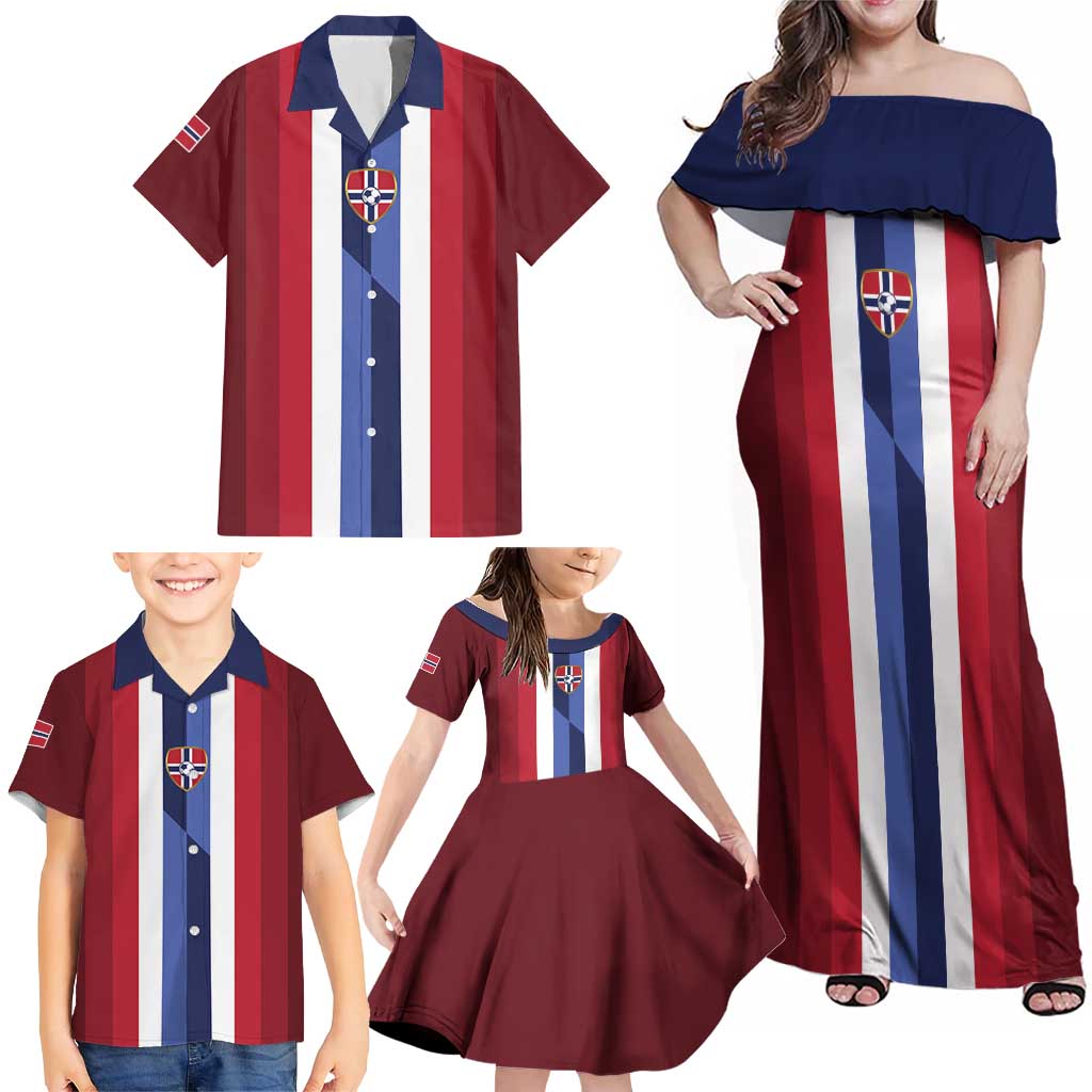 Custom Norway Football 2026 Family Matching Off Shoulder Maxi Dress and Hawaiian Shirt Road To Champions - Wonder Print Shop