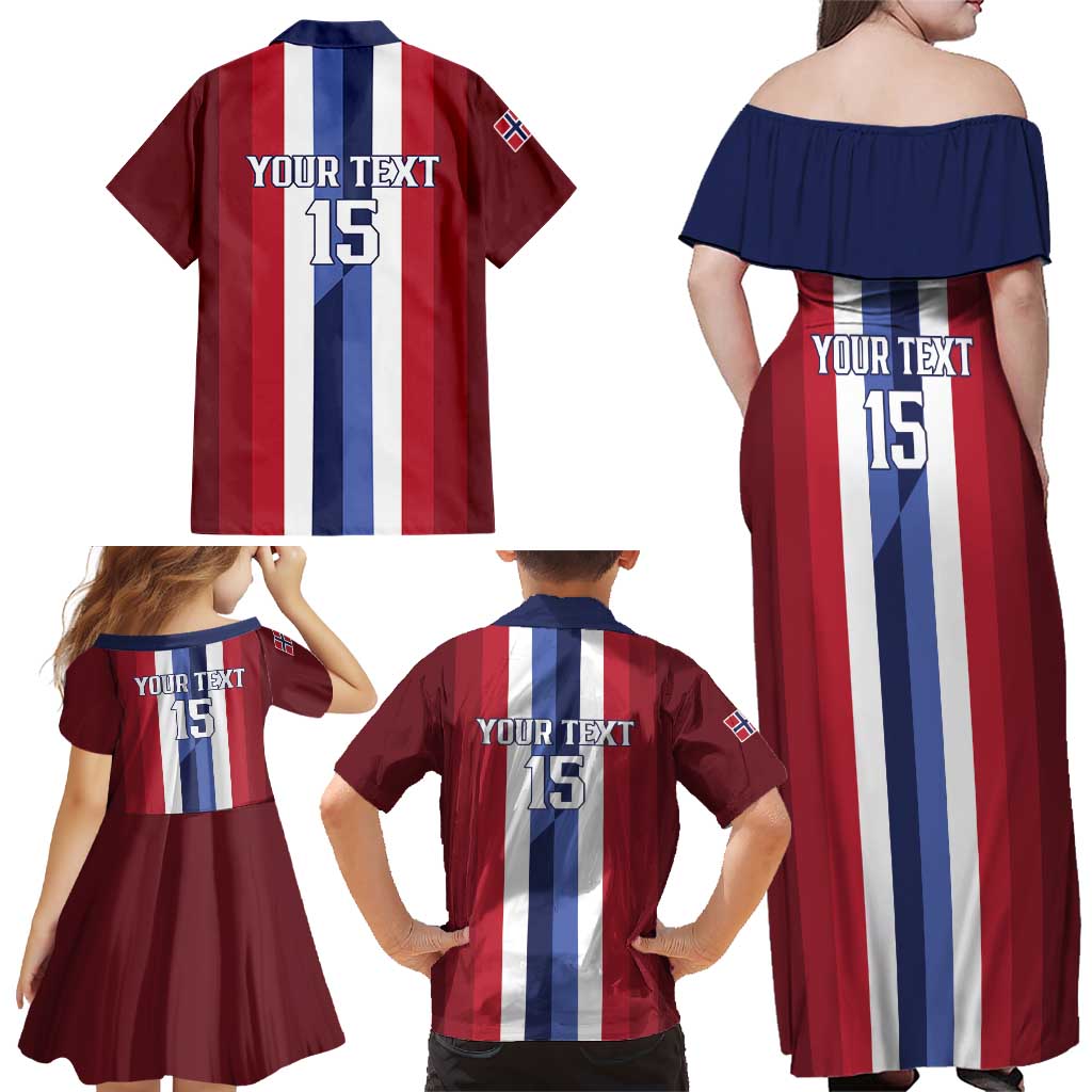 Custom Norway Football 2026 Family Matching Off Shoulder Maxi Dress and Hawaiian Shirt Road To Champions - Wonder Print Shop