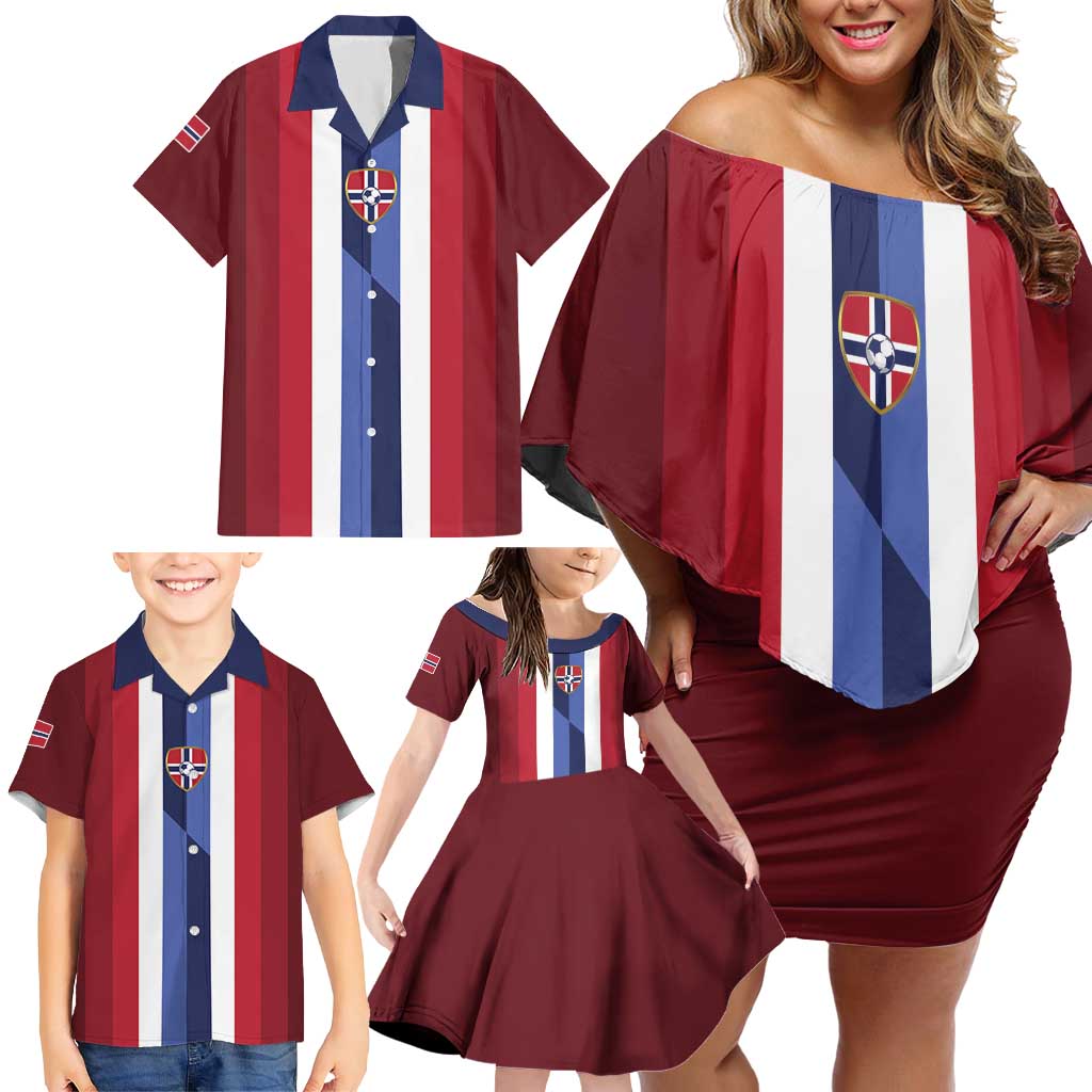 Custom Norway Football 2026 Family Matching Off Shoulder Short Dress and Hawaiian Shirt Road To Champions - Wonder Print Shop