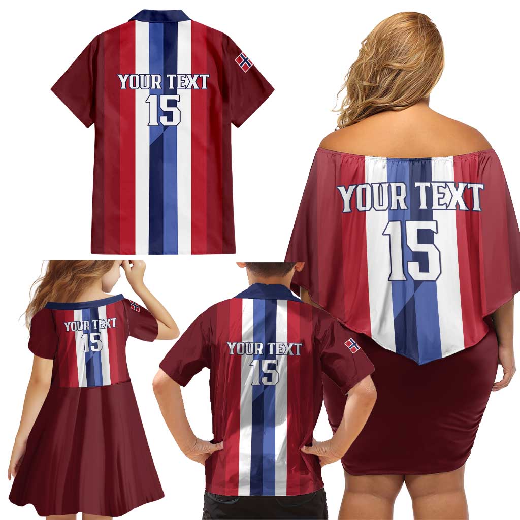 Custom Norway Football 2026 Family Matching Off Shoulder Short Dress and Hawaiian Shirt Road To Champions - Wonder Print Shop