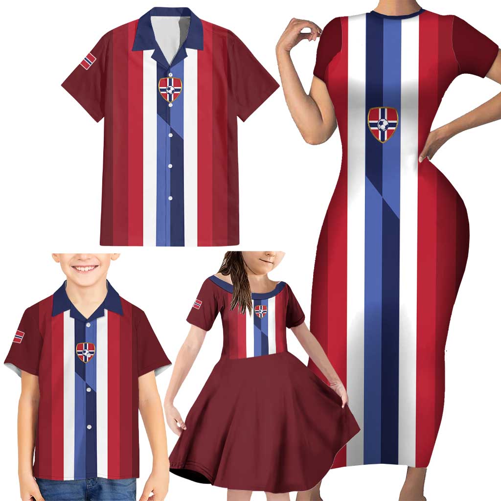 Custom Norway Football 2026 Family Matching Short Sleeve Bodycon Dress and Hawaiian Shirt Road To Champions - Wonder Print Shop