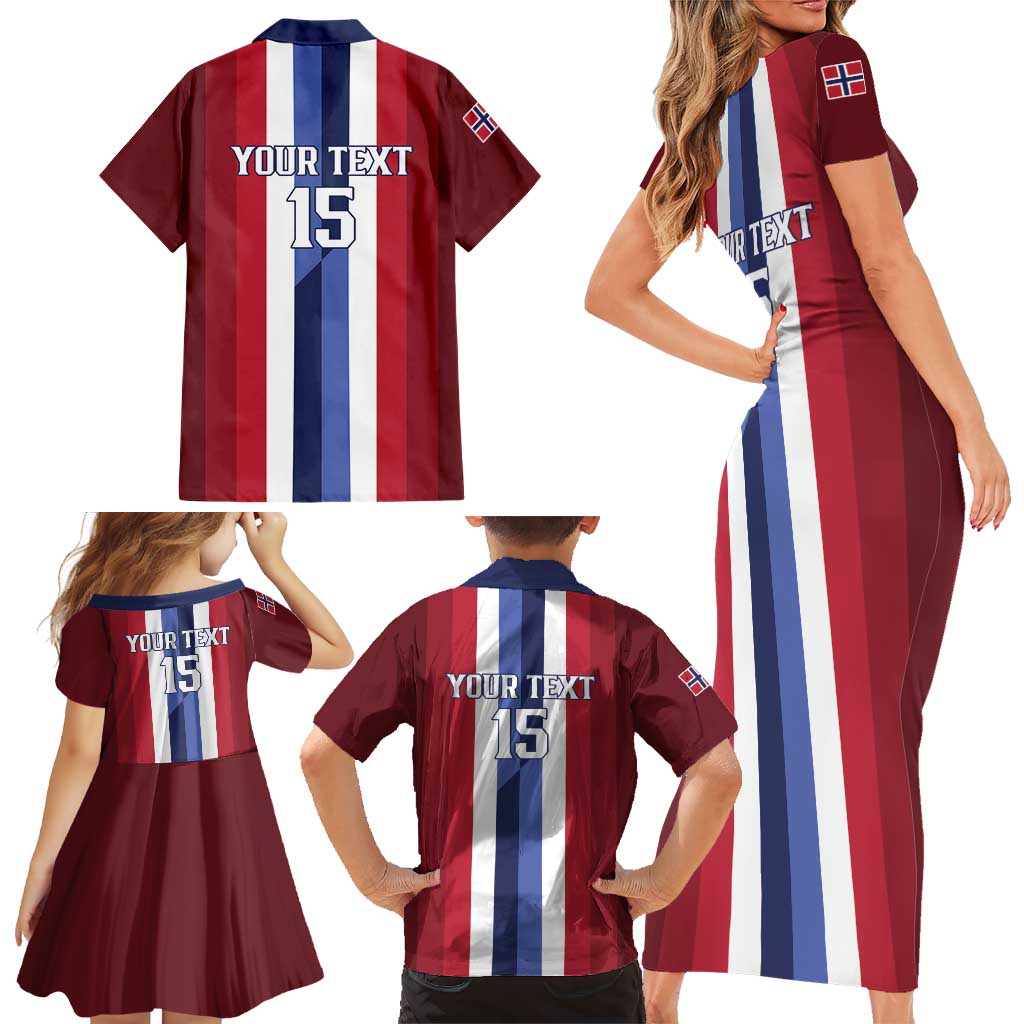 Custom Norway Football 2026 Family Matching Short Sleeve Bodycon Dress and Hawaiian Shirt Road To Champions - Wonder Print Shop