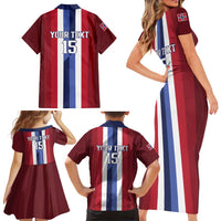 Custom Norway Football 2026 Family Matching Short Sleeve Bodycon Dress and Hawaiian Shirt Road To Champions - Wonder Print Shop