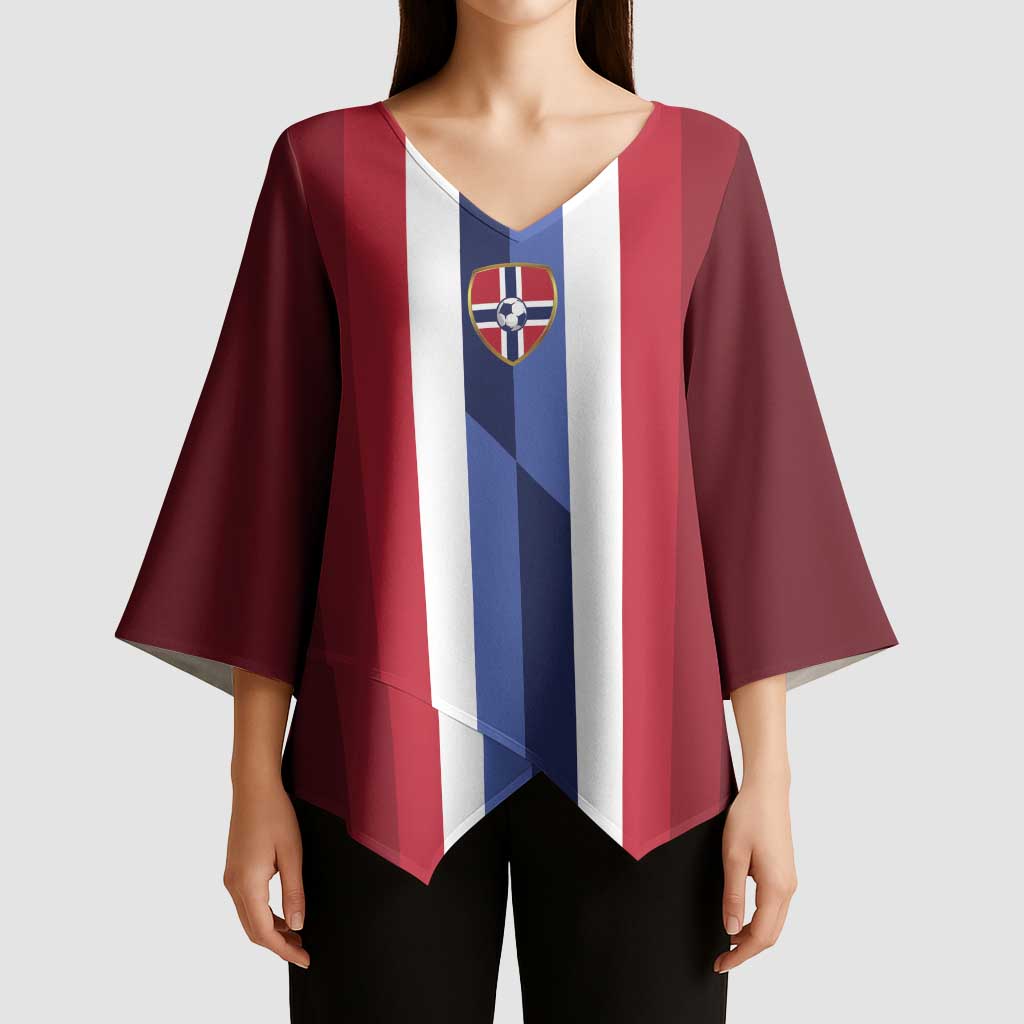 Custom Norway Football 2026 Kimono Sleeve Blouse Road To Champions - Wonder Print Shop