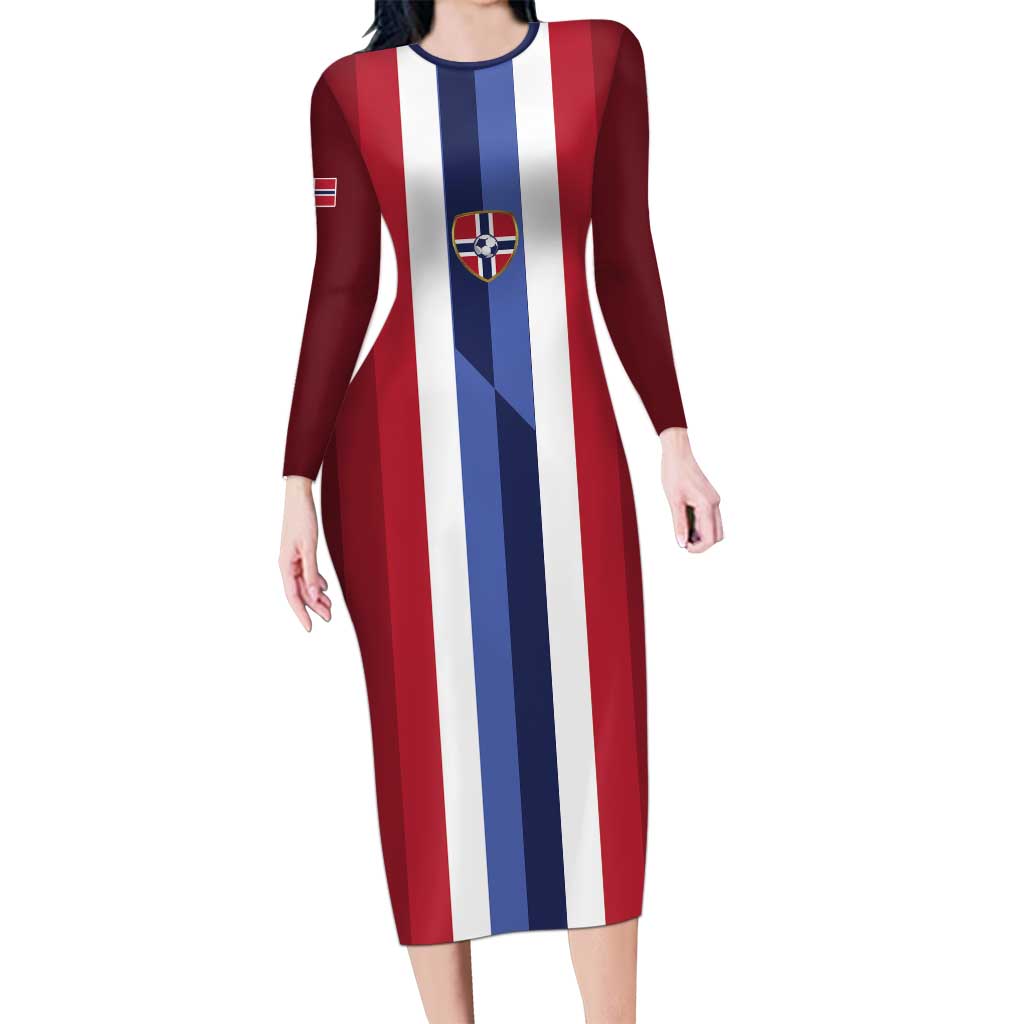 Custom Norway Football 2026 Long Sleeve Bodycon Dress Road To Champions - Wonder Print Shop