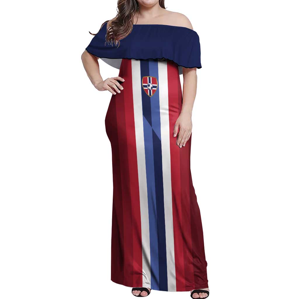Custom Norway Football 2026 Off Shoulder Maxi Dress Road To Champions - Wonder Print Shop