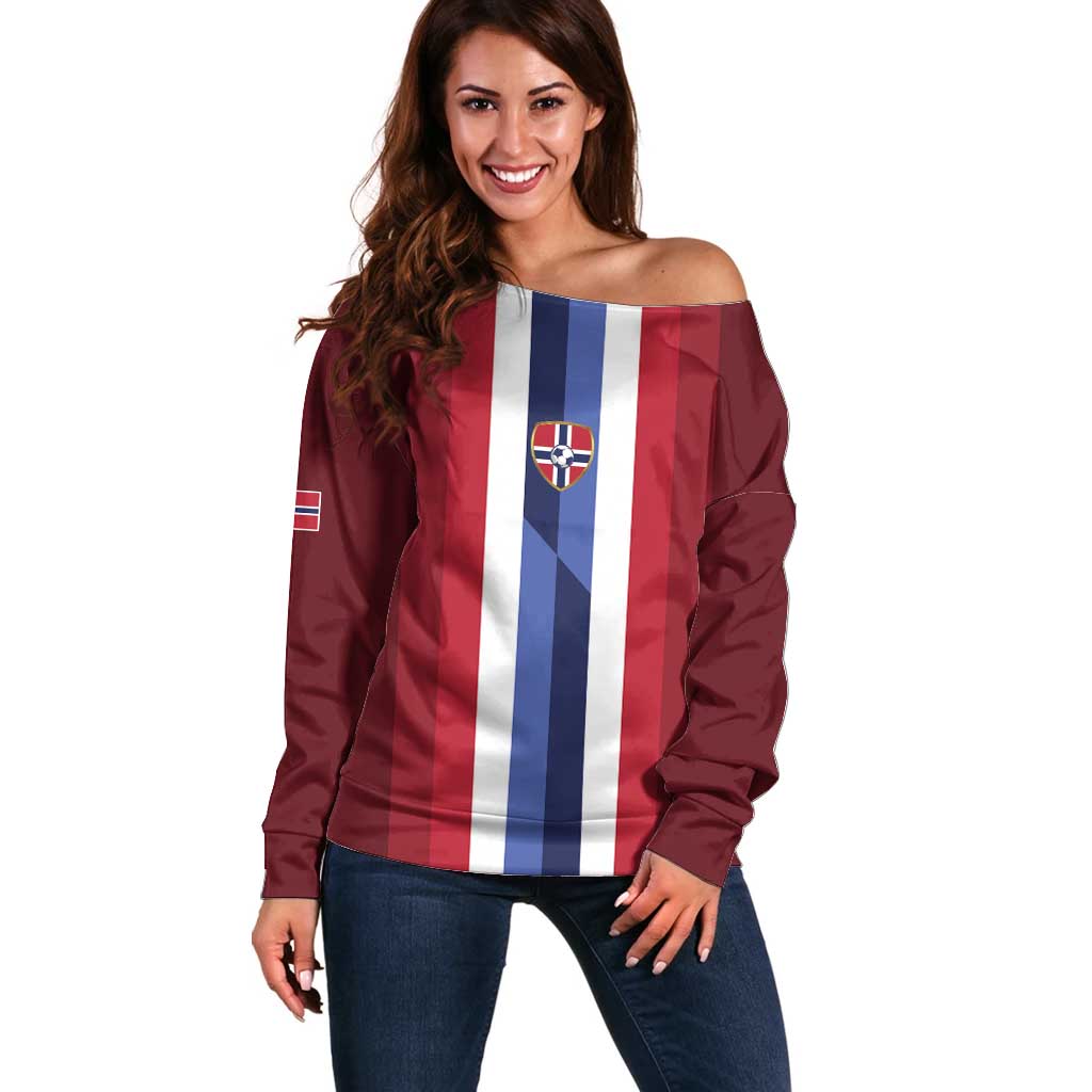 Custom Norway Football 2026 Off Shoulder Sweater Road To Champions - Wonder Print Shop