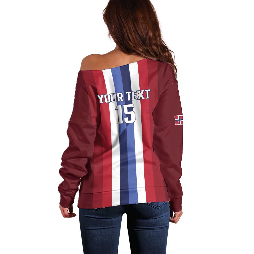 Custom Norway Football 2026 Off Shoulder Sweater Road To Champions - Wonder Print Shop
