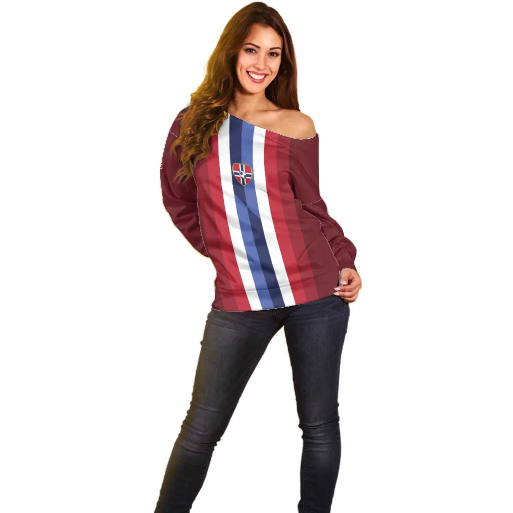 Custom Norway Football 2026 Off Shoulder Sweater Road To Champions - Wonder Print Shop