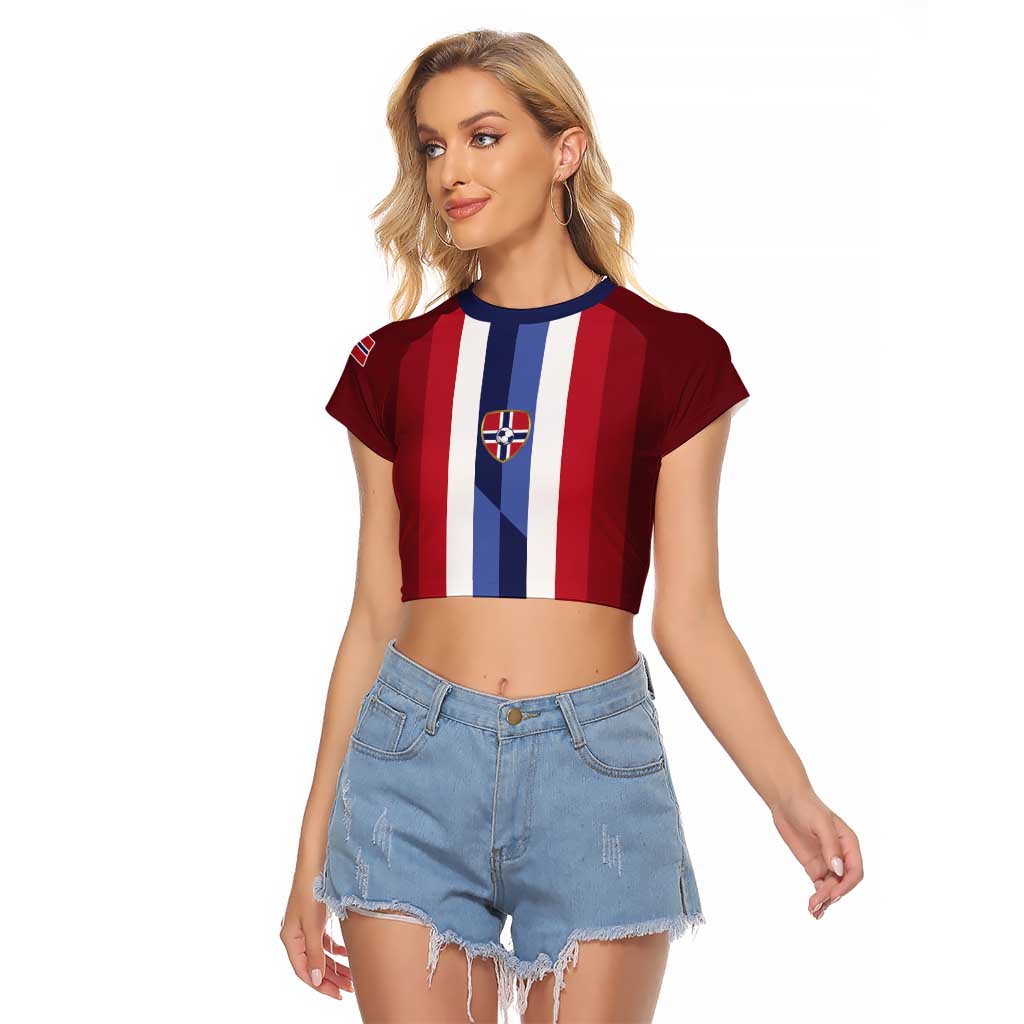 Custom Norway Football 2026 Raglan Cropped T Shirt Road To Champions - Wonder Print Shop