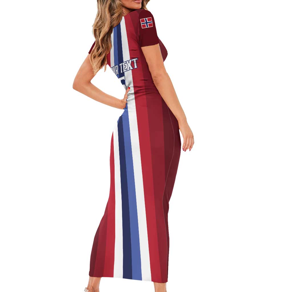 Custom Norway Football 2026 Short Sleeve Bodycon Dress Road To Champions - Wonder Print Shop