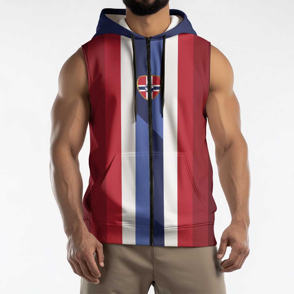 Custom Norway Football 2026 Sleeveless Zip Hoodie Road To Champions - Wonder Print Shop