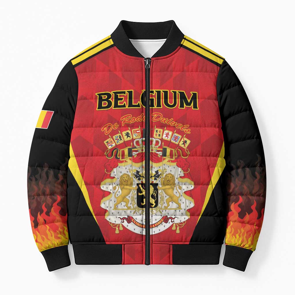 Custom Belgium Football 2026 Bomber Puffer Jacket Red Devils Pride - Wonder Print Shop
