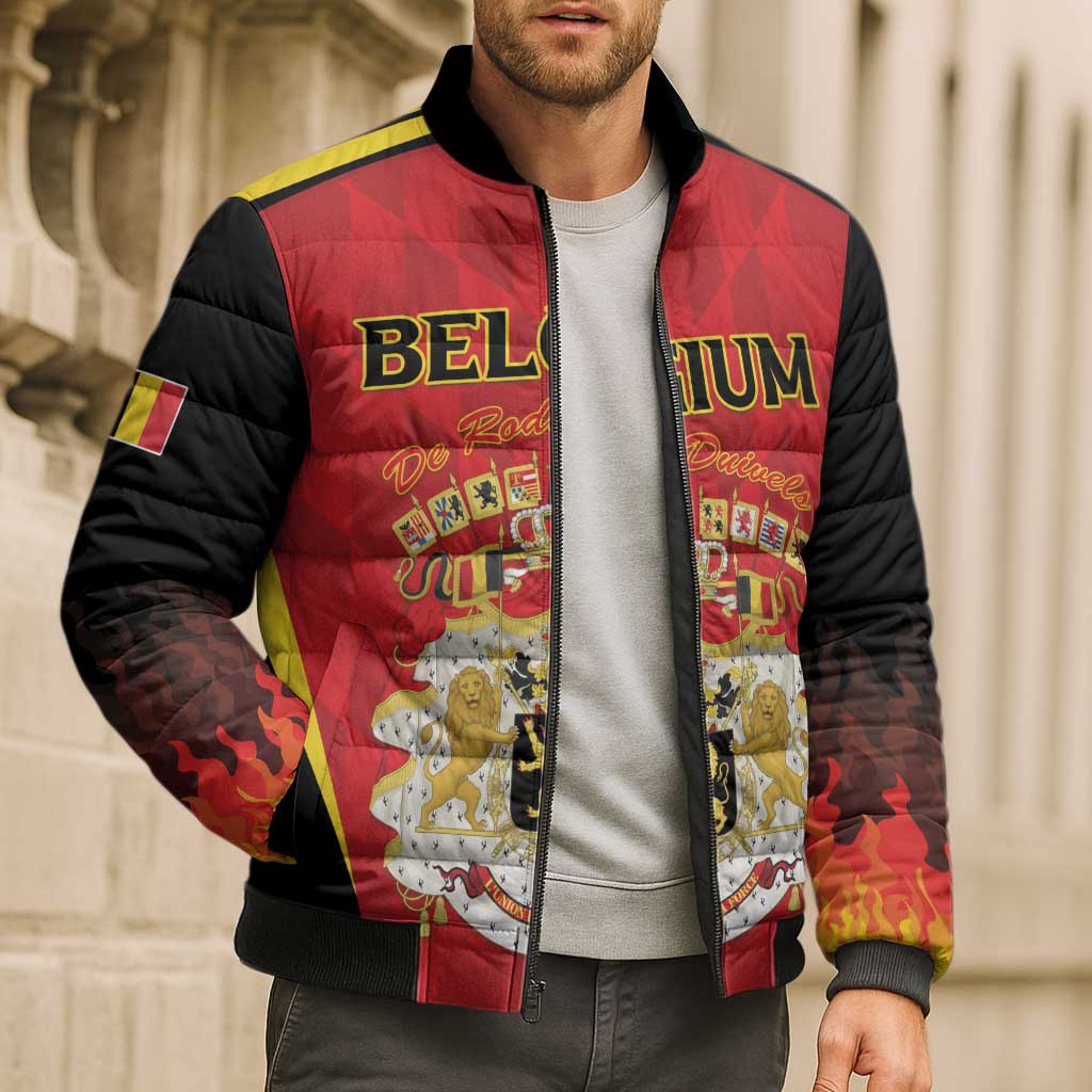 Custom Belgium Football 2026 Bomber Puffer Jacket Red Devils Pride - Wonder Print Shop