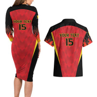 Custom Belgium Football 2026 Couples Matching Long Sleeve Bodycon Dress and Hawaiian Shirt Red Devils Pride - Wonder Print Shop