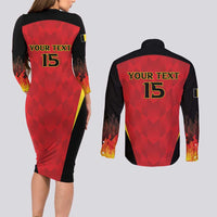 Custom Belgium Football 2026 Couples Matching Long Sleeve Bodycon Dress and Long Sleeve Button Shirt Red Devils Pride - Wonder Print Shop