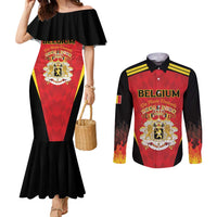 Custom Belgium Football 2026 Couples Matching Mermaid Dress and Long Sleeve Button Shirt Red Devils Pride - Wonder Print Shop