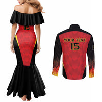 Custom Belgium Football 2026 Couples Matching Mermaid Dress and Long Sleeve Button Shirt Red Devils Pride - Wonder Print Shop
