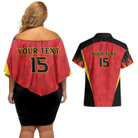 Custom Belgium Football 2026 Couples Matching Off Shoulder Short Dress and Hawaiian Shirt Red Devils Pride - Wonder Print Shop