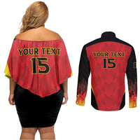 Custom Belgium Football 2026 Couples Matching Off Shoulder Short Dress and Long Sleeve Button Shirt Red Devils Pride - Wonder Print Shop