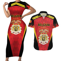 Custom Belgium Football 2026 Couples Matching Short Sleeve Bodycon Dress and Hawaiian Shirt Red Devils Pride - Wonder Print Shop