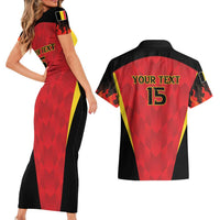 Custom Belgium Football 2026 Couples Matching Short Sleeve Bodycon Dress and Hawaiian Shirt Red Devils Pride - Wonder Print Shop