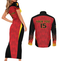 Custom Belgium Football 2026 Couples Matching Short Sleeve Bodycon Dress and Long Sleeve Button Shirt Red Devils Pride - Wonder Print Shop
