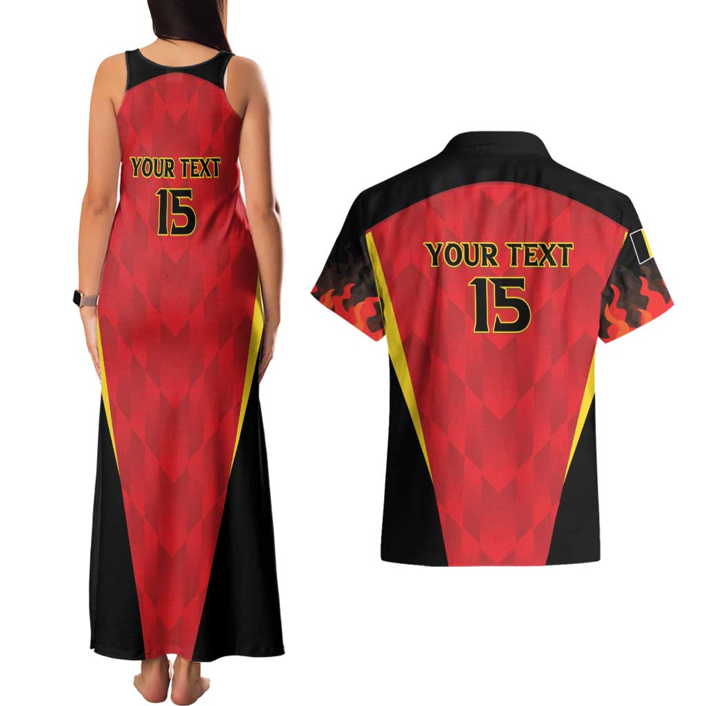 Custom Belgium Football 2026 Couples Matching Tank Maxi Dress and Hawaiian Shirt Red Devils Pride - Wonder Print Shop