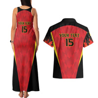 Custom Belgium Football 2026 Couples Matching Tank Maxi Dress and Hawaiian Shirt Red Devils Pride - Wonder Print Shop
