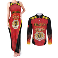 Custom Belgium Football 2026 Couples Matching Tank Maxi Dress and Long Sleeve Button Shirt Red Devils Pride - Wonder Print Shop