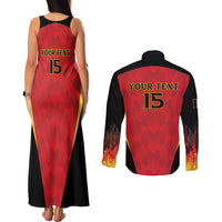 Custom Belgium Football 2026 Couples Matching Tank Maxi Dress and Long Sleeve Button Shirt Red Devils Pride - Wonder Print Shop