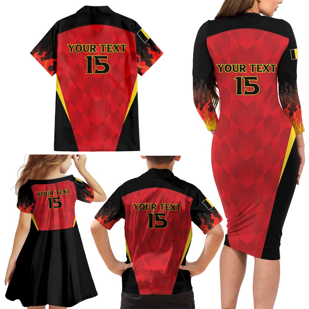 Custom Belgium Football 2026 Family Matching Long Sleeve Bodycon Dress and Hawaiian Shirt Red Devils Pride - Wonder Print Shop