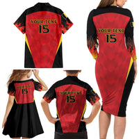 Custom Belgium Football 2026 Family Matching Long Sleeve Bodycon Dress and Hawaiian Shirt Red Devils Pride - Wonder Print Shop
