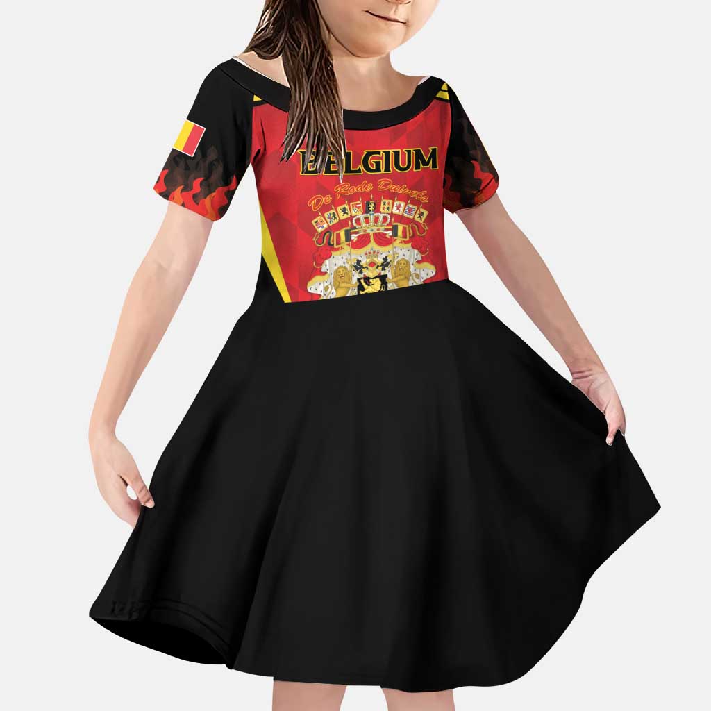 Custom Belgium Football 2026 Family Matching Off Shoulder Maxi Dress and Hawaiian Shirt Red Devils Pride - Wonder Print Shop