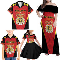 Custom Belgium Football 2026 Family Matching Off Shoulder Maxi Dress and Hawaiian Shirt Red Devils Pride - Wonder Print Shop