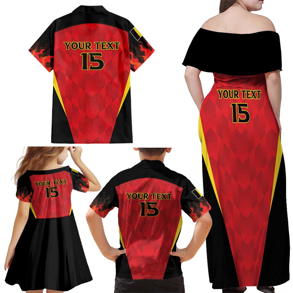 Custom Belgium Football 2026 Family Matching Off Shoulder Maxi Dress and Hawaiian Shirt Red Devils Pride - Wonder Print Shop