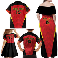 Custom Belgium Football 2026 Family Matching Off Shoulder Maxi Dress and Hawaiian Shirt Red Devils Pride - Wonder Print Shop