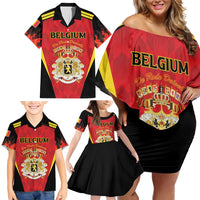 Custom Belgium Football 2026 Family Matching Off Shoulder Short Dress and Hawaiian Shirt Red Devils Pride - Wonder Print Shop