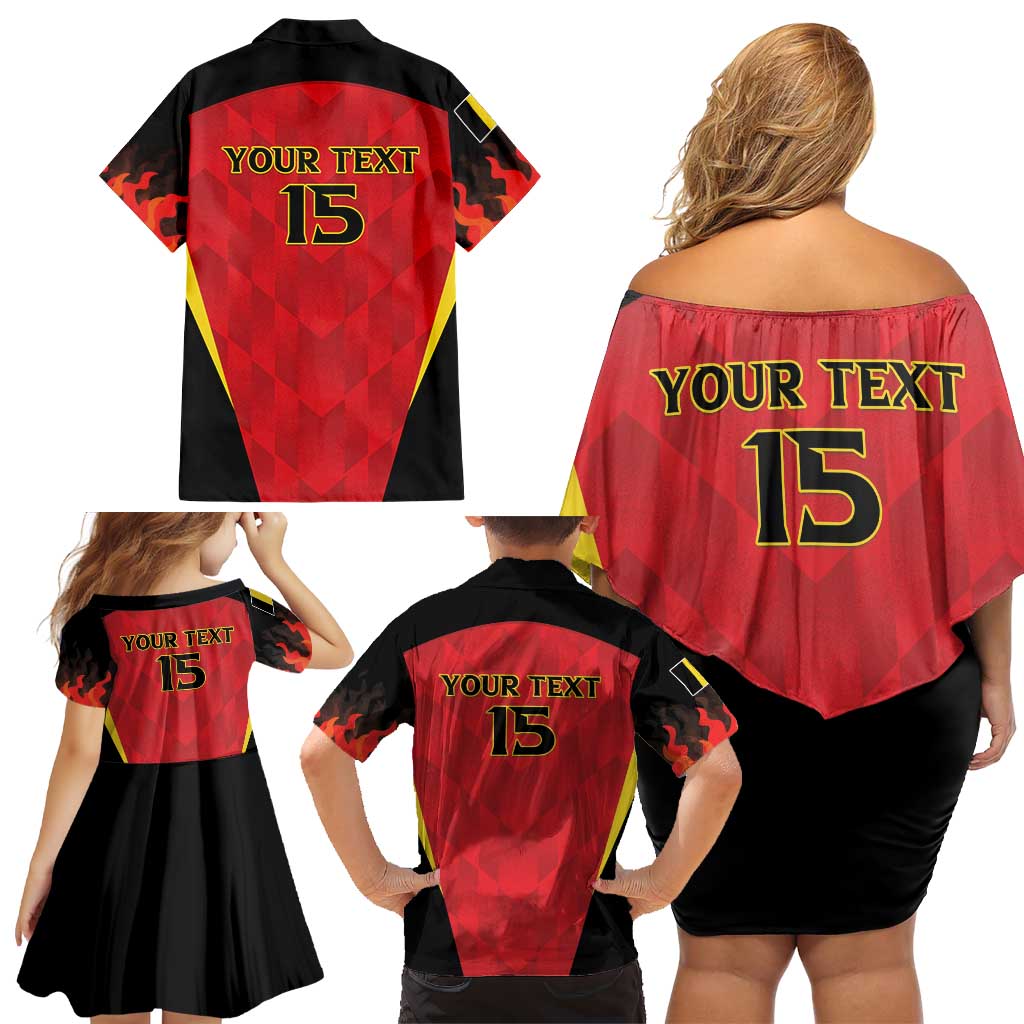 Custom Belgium Football 2026 Family Matching Off Shoulder Short Dress and Hawaiian Shirt Red Devils Pride - Wonder Print Shop