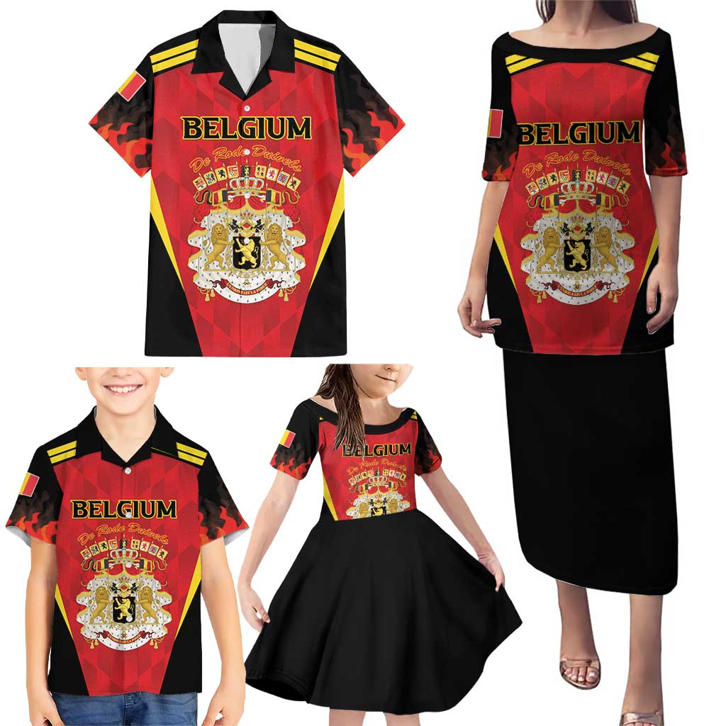 Custom Belgium Football 2026 Family Matching Puletasi and Hawaiian Shirt Red Devils Pride - Wonder Print Shop