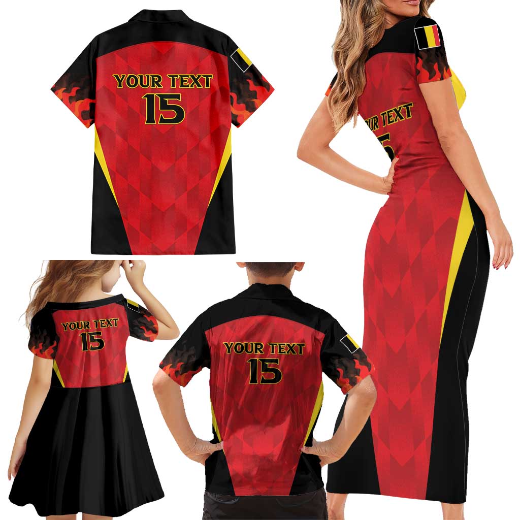 Custom Belgium Football 2026 Family Matching Short Sleeve Bodycon Dress and Hawaiian Shirt Red Devils Pride - Wonder Print Shop