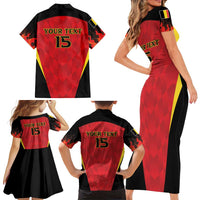Custom Belgium Football 2026 Family Matching Short Sleeve Bodycon Dress and Hawaiian Shirt Red Devils Pride - Wonder Print Shop