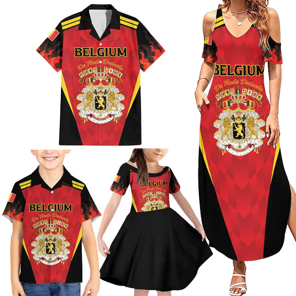 Custom Belgium Football 2026 Family Matching Summer Maxi Dress and Hawaiian Shirt Red Devils Pride - Wonder Print Shop