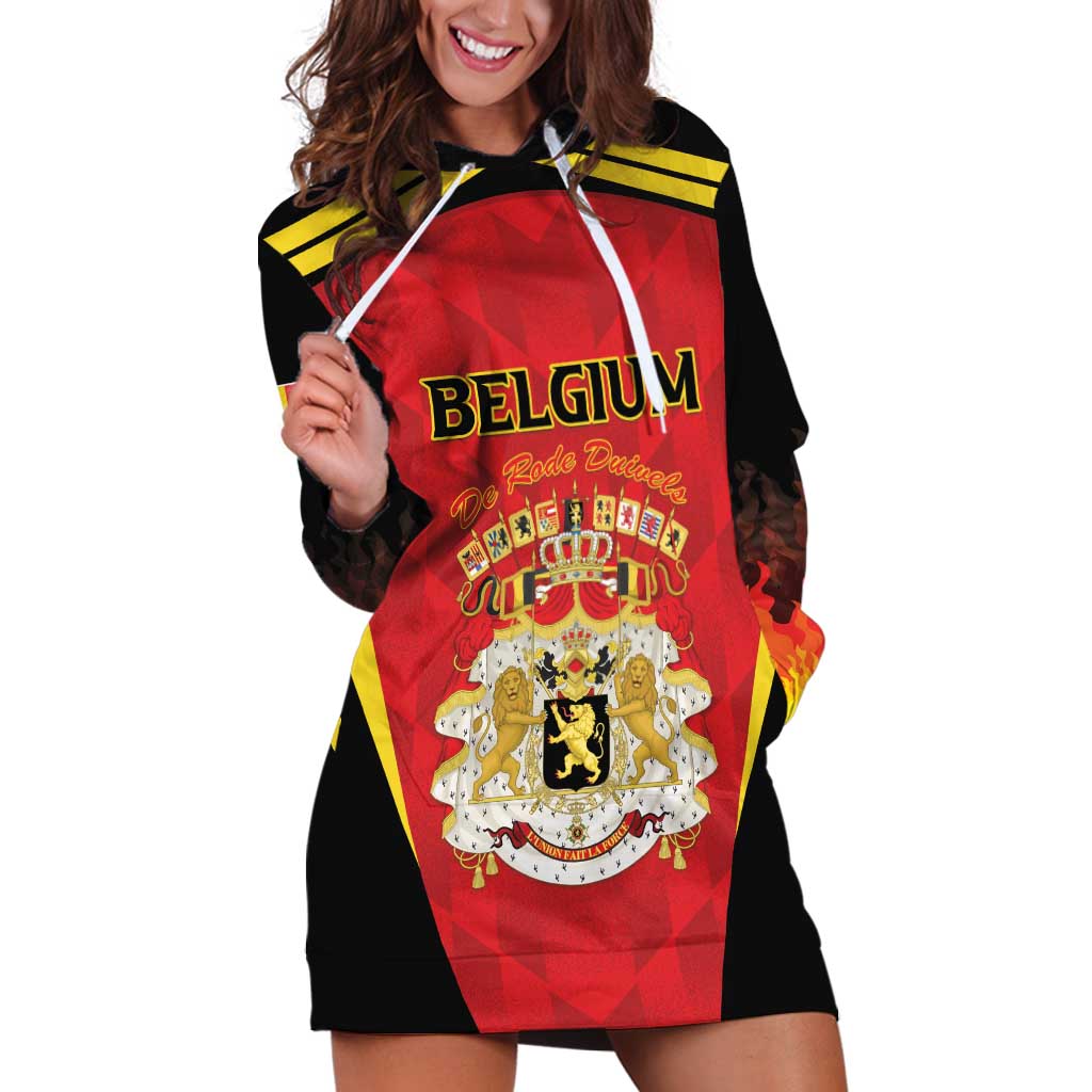 Custom Belgium Football 2026 Hoodie Dress Red Devils Pride - Wonder Print Shop