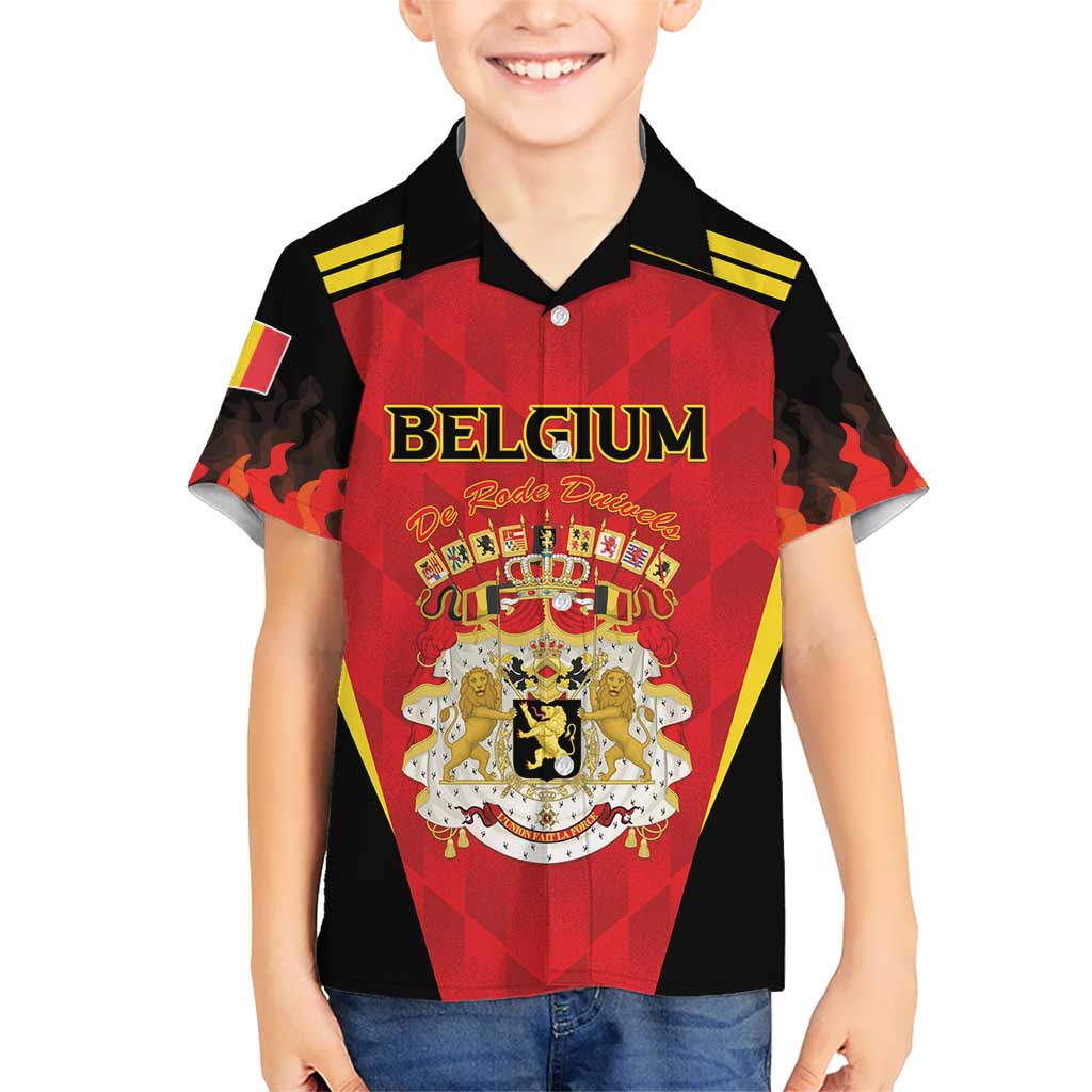 Custom Belgium Football 2026 Kid Hawaiian Shirt Red Devils Pride - Wonder Print Shop