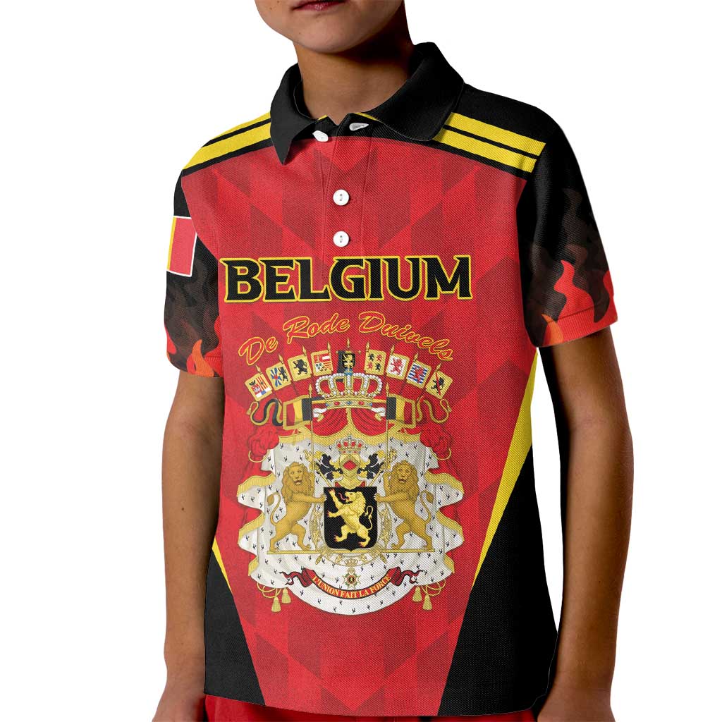 Custom Belgium Football 2026 Kid Polo Shirt Red Devils Pride - Wonder Print Shop