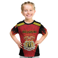 Custom Belgium Football 2026 Kid T Shirt Red Devils Pride - Wonder Print Shop