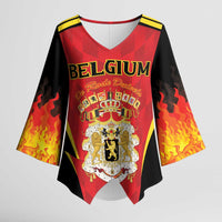 Custom Belgium Football 2026 Kimono Sleeve Blouse Red Devils Pride - Wonder Print Shop