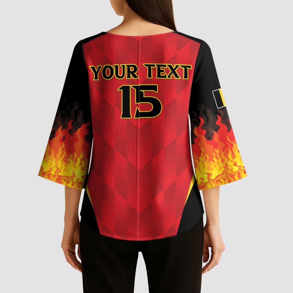 Custom Belgium Football 2026 Kimono Sleeve Blouse Red Devils Pride - Wonder Print Shop